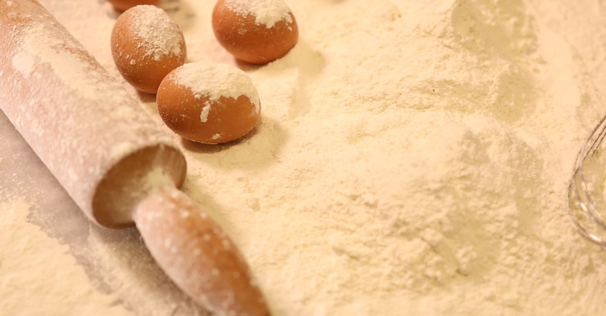 Baking ingredients, eggs and flour