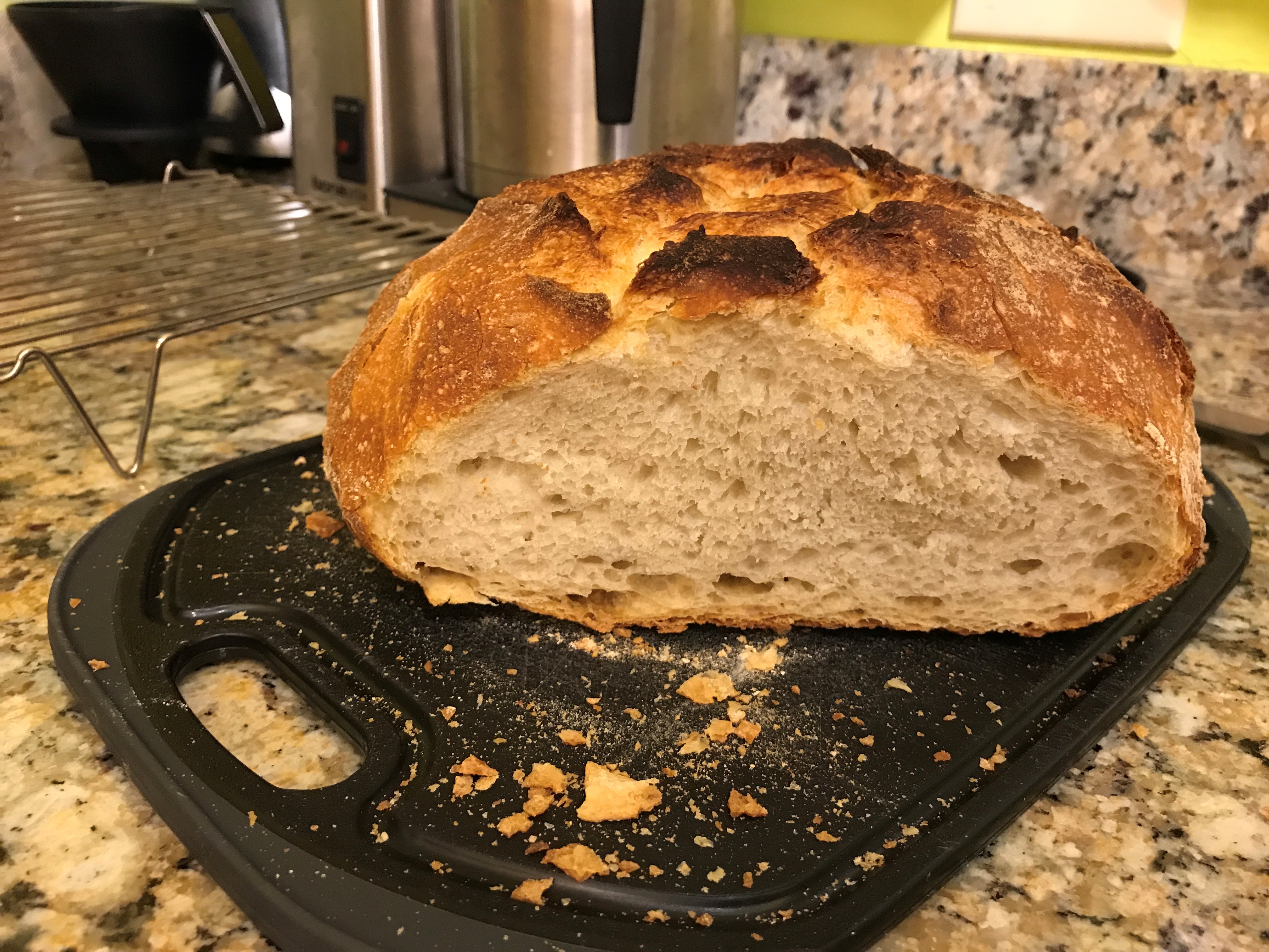 A sliced loaf of sourdough bread