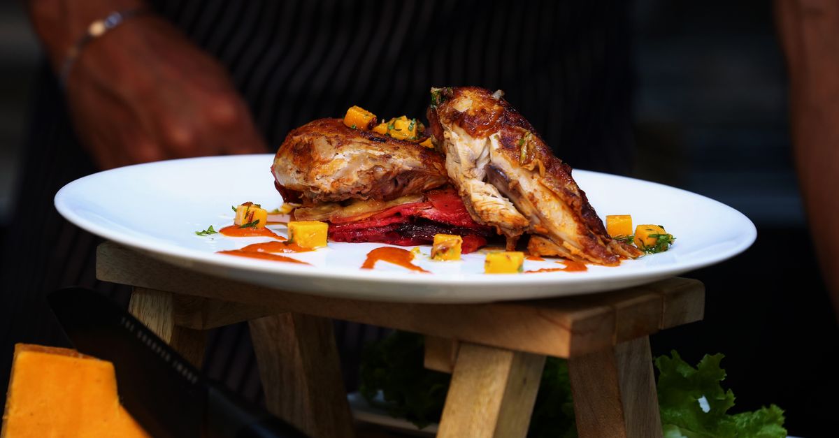 Roast chicken served on a plate