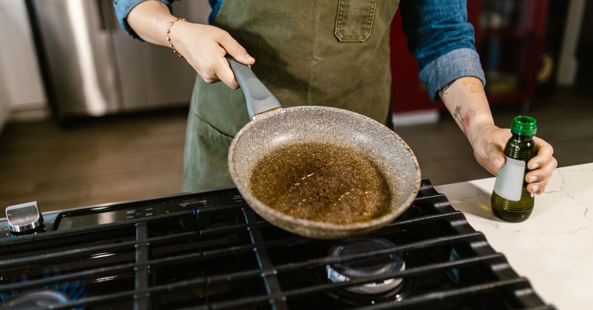 Cooking oil in a frying pan